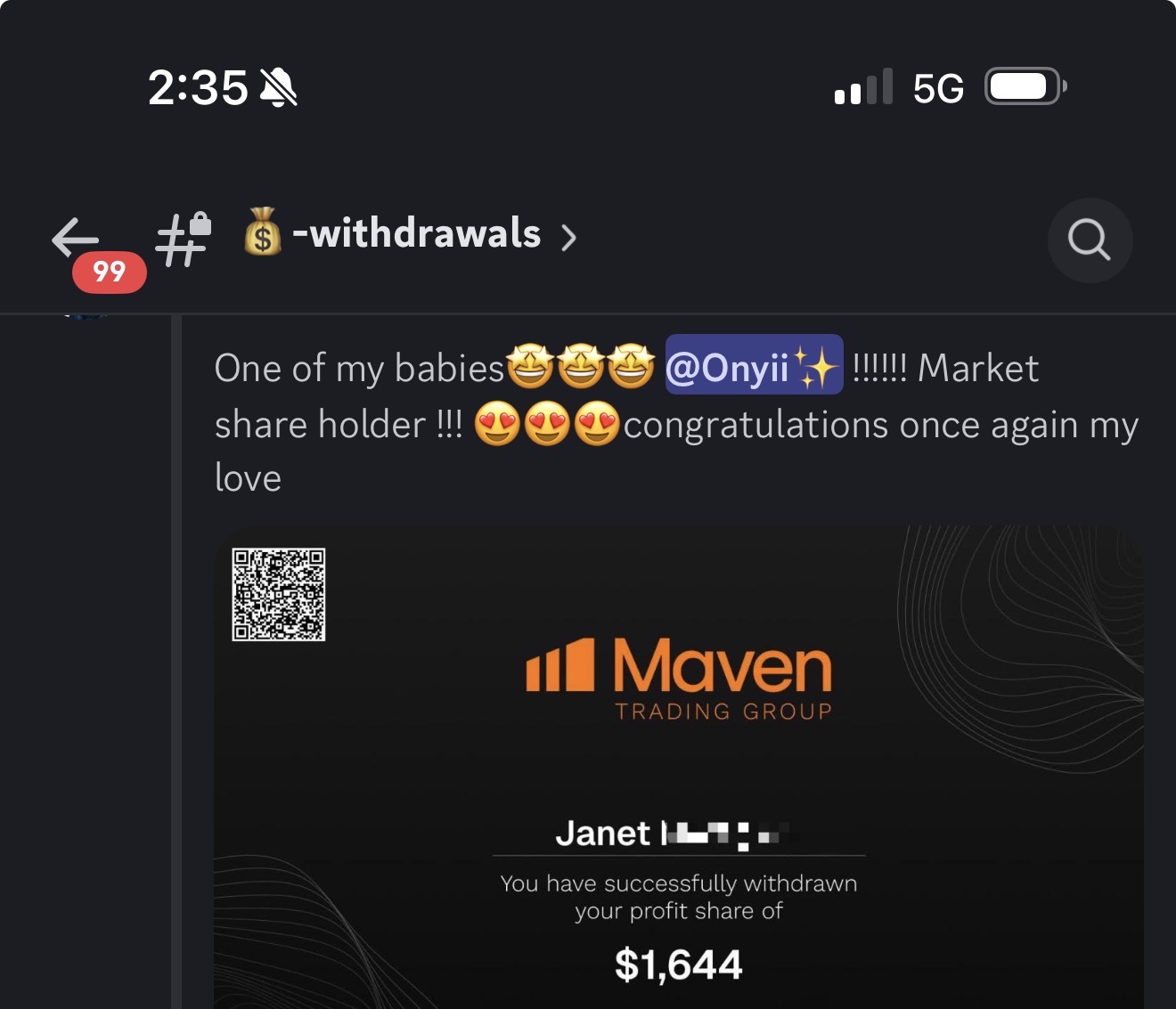 Janet I. testimonial screenshot