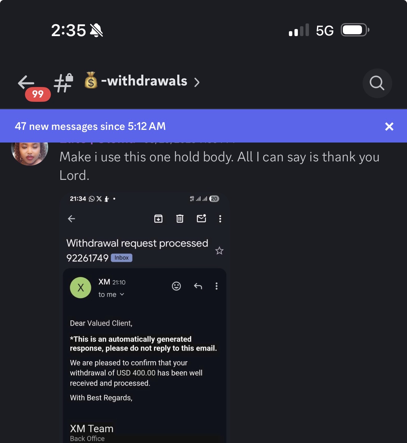 Grace T. testimonial screenshot