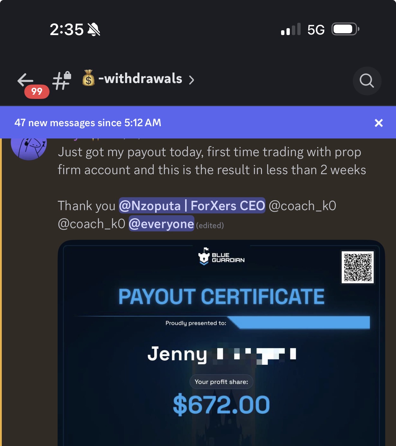 Jenny M. testimonial screenshot